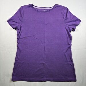 Talbots Womens Purple Pima Cotton Short Sleeve Crewneck T-Shirt Size M
